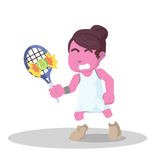 Pink Female Tennis Player Hit Ball — Stock Vector