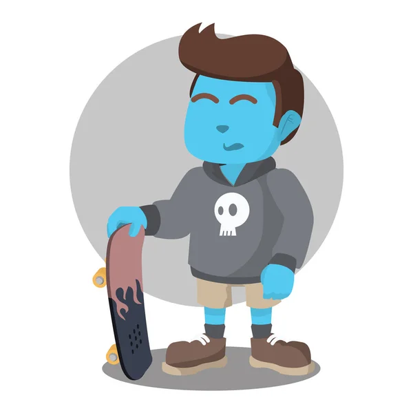 Niebieski Skater Boy Poza — Wektor stockowy