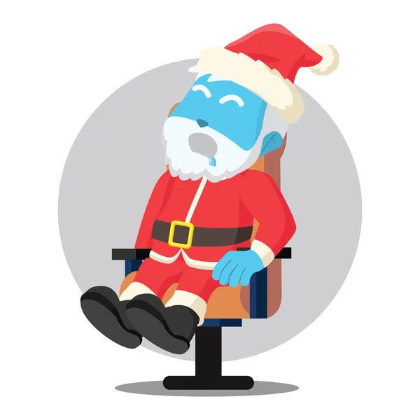 Blauer Weihnachtsmann Schläft Auf Einem Stuhl — Stockvektor