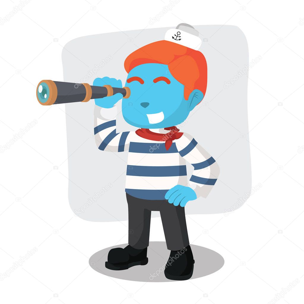 blue sailor holding binocular illustration design