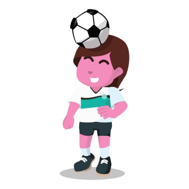 topu kafasına koyarak pembe kadın futbol oyuncusu