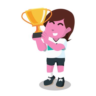 pembe kadın futbol oyuncu kupa