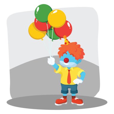 Mavi palyaço holding balonlar