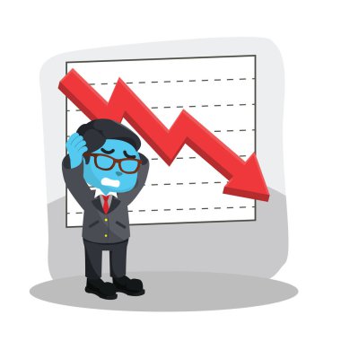 Mavi işadamı stres grafiklerle