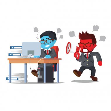 çalışkan çalışanlar bağıran bir işadamı