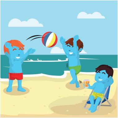 Sahilde oynayan çocuklar.