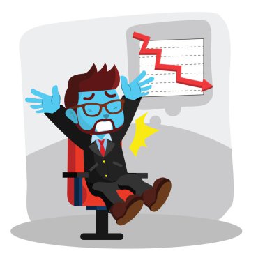 Mavi işadamı düşük grafik sürpriz