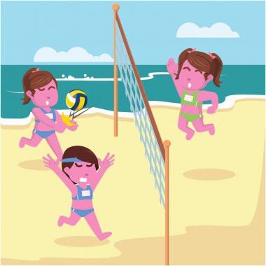 voleybol maçı illüstrasyon tasarımı
