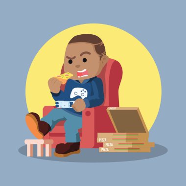 pizza yerken kanepe oynarken Afrika oyuncular