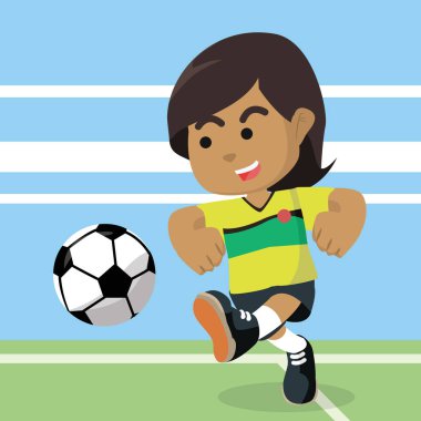 Afrikalı kadın futbol oyuncusu topu çekim