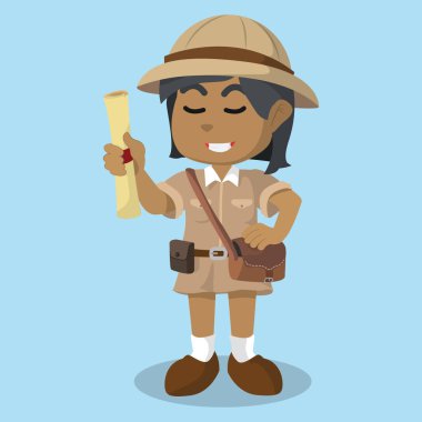 Afrikalı kız explorer holding harita