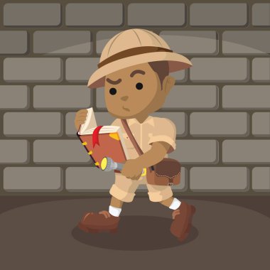 Afrikalı Çocuk explorer antik kitap okuma