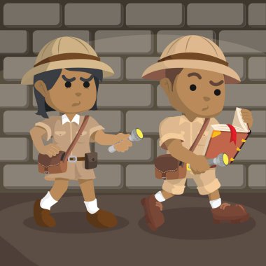 Afrikalı Çocuk ve Afrikalı kız explorer yolunu takiben