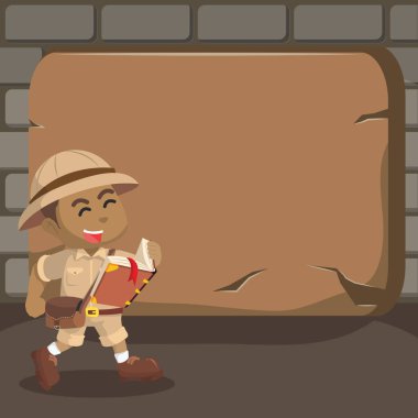 Afrikalı Çocuk explorer dev taş tablet ile