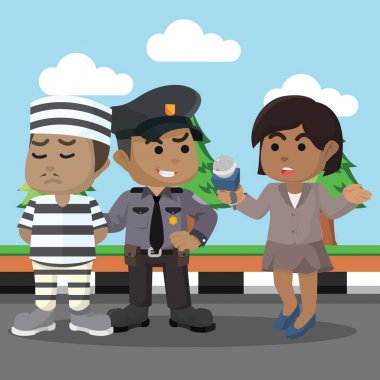 Afrikalı kız muhabir görüşme polis memuru