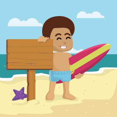 Afrikalı Çocuk işareti ile sörf