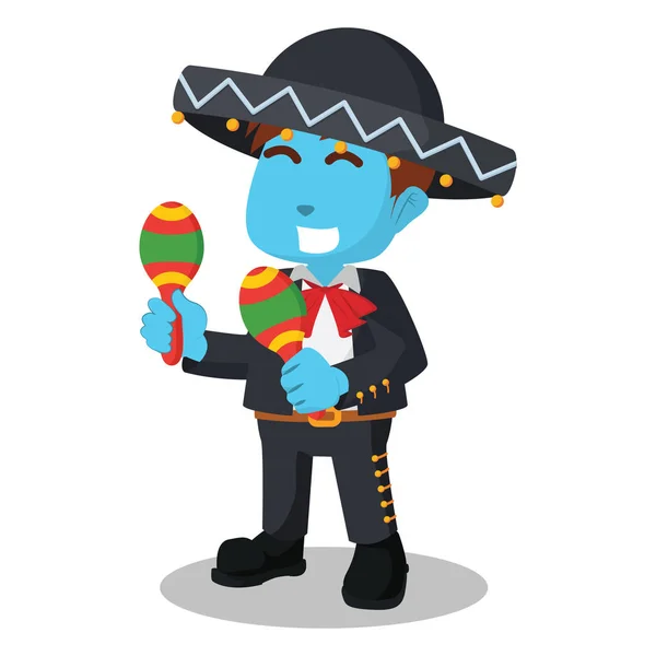 Blauwe Mariachi Houden Maracas — Stockvector