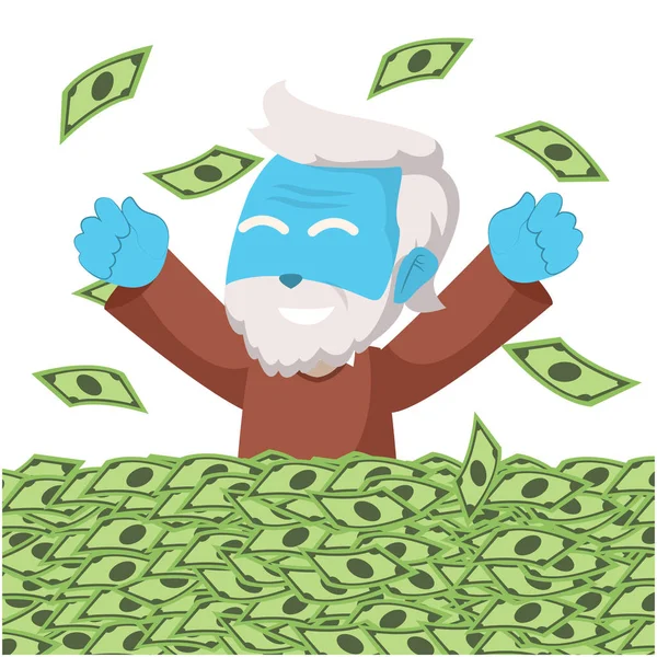 Azul Vovô Desfrutar Seu Dinheiro Aposentado — Vetor de Stock