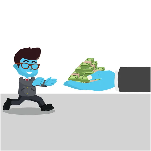 Μπλε Επιχειρηματίας Που Τρέχει Χρήματα — Διανυσματικό Αρχείο