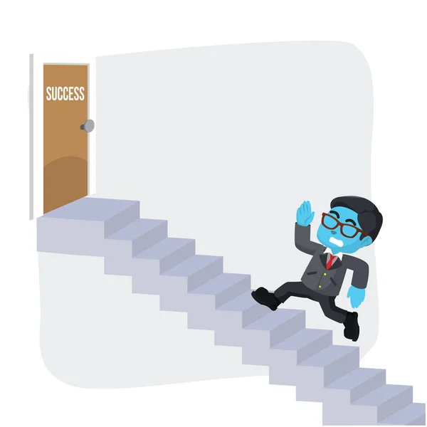 ドアの成功を実行しているブルーの実業家 — ストックベクタ