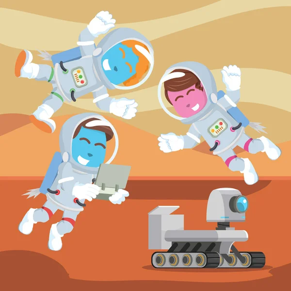 Grupa Astronauta Kontrolowanie Rover — Wektor stockowy