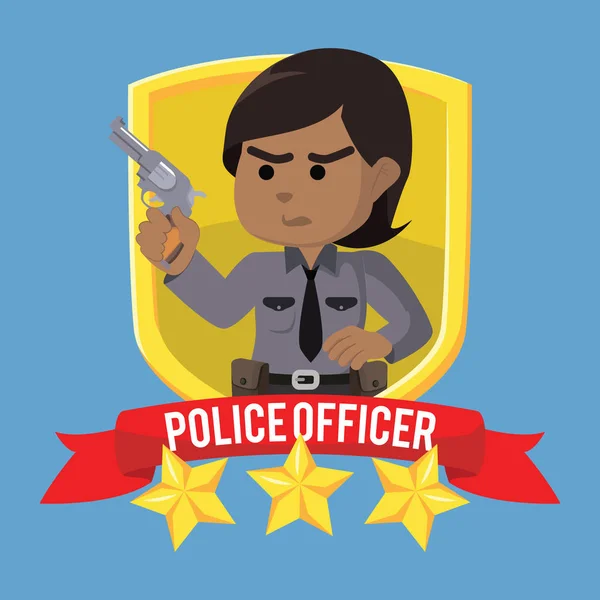 Afrikanische Polizistin Emblem Illustration Design — Stockvektor