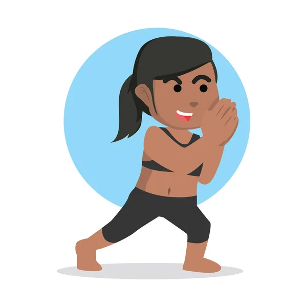 Mujer Africana Haciendo Yoga — Vector de stock