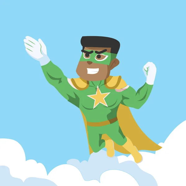 Afrikanischer Superheld Fliegt Illustration — Stockvektor