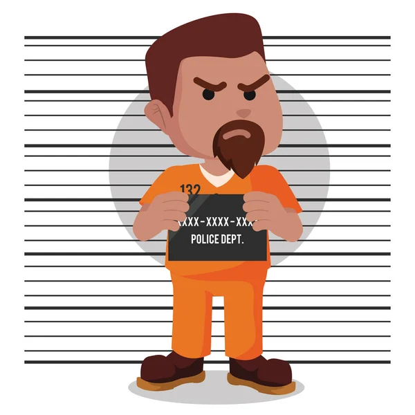 Afrikaanse Veroordeelde Mugshot Illustratie — Stockvector