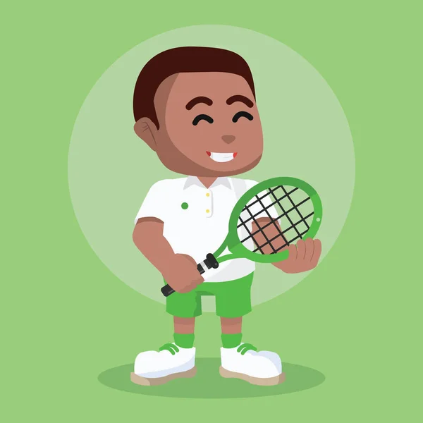 Jugador Tenis Africano Pie Pose — Vector de stock