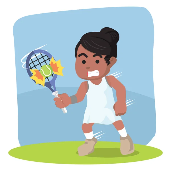 Joueuse Africaine Tennis Frappé Balle — Image vectorielle