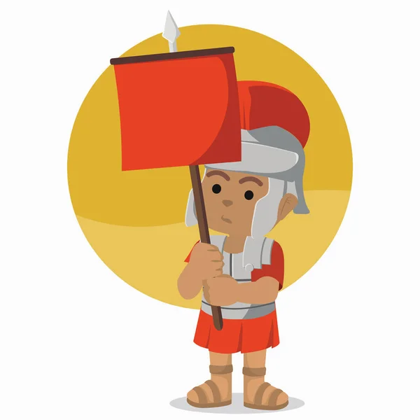 African Roman Soldier Holding Banner — Stock Vector
