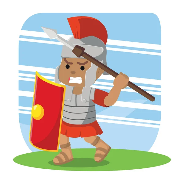 African Roman Soldier Taking Spear Throwing — Stock Vector