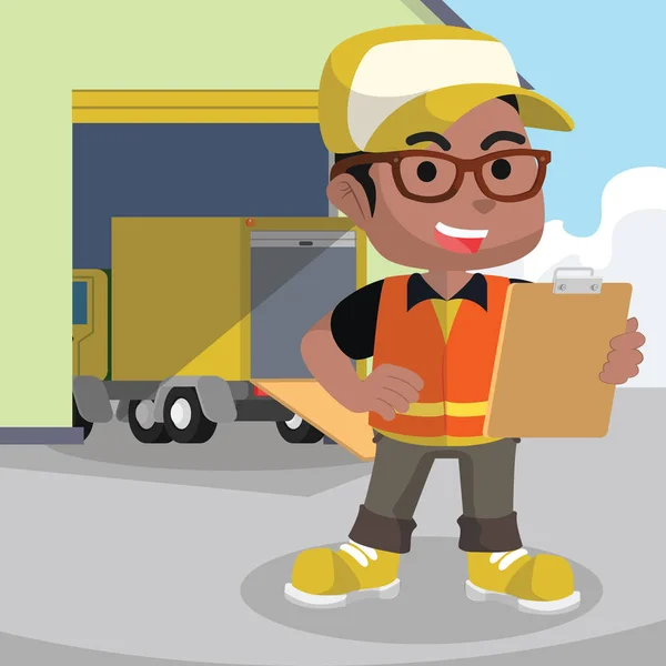 Ilustración de vector de almacenamiento, productos y cajas en los