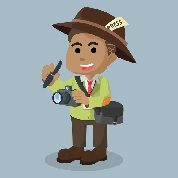 Afrikaanse Journalist Characterdesign — Stockvector