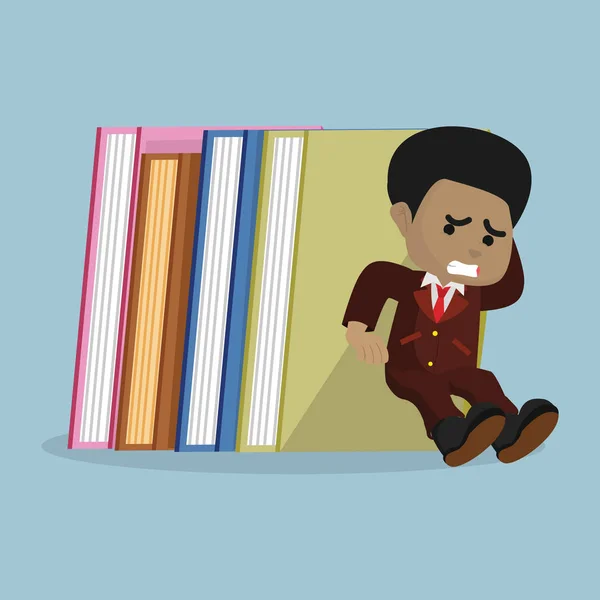 Africano Hombre Negocios Celebración Pila Libros — Vector de stock