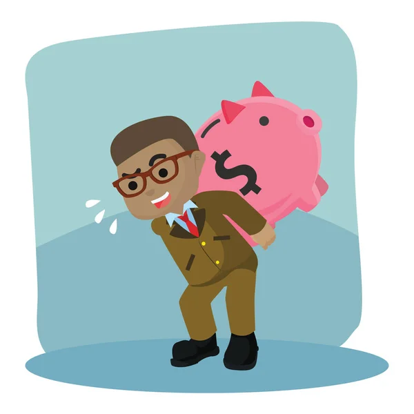 아프리카 사업가 Piggybank — 스톡 벡터