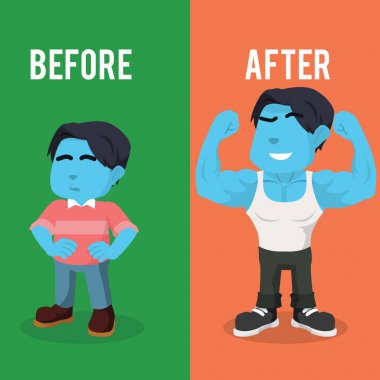 Mavi çocuk önce ve sonra vücut dönüşümü