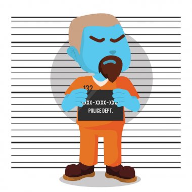 Mahkum mugshot illüstrasyon mavi