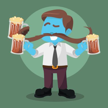 Üç bira adamla mavi bıyık