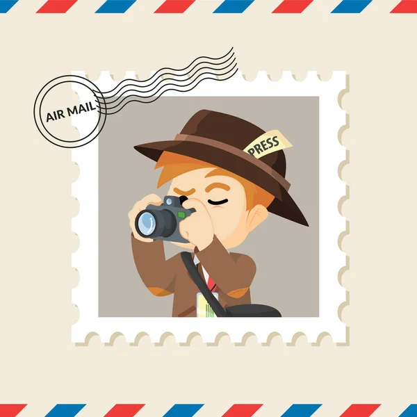 航空邮件信封上的记者邮票 — 图库矢量图片