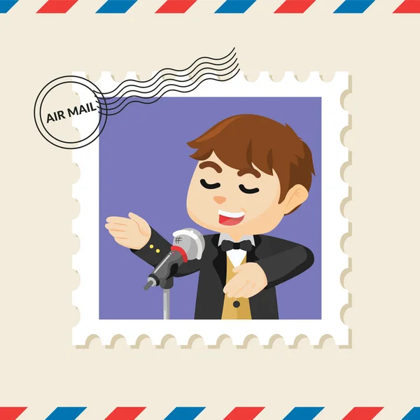 Τραγουδιστής Γραμματόσημο Στον Φάκελο Αλληλογραφίας Αέρα — Διανυσματικό Αρχείο