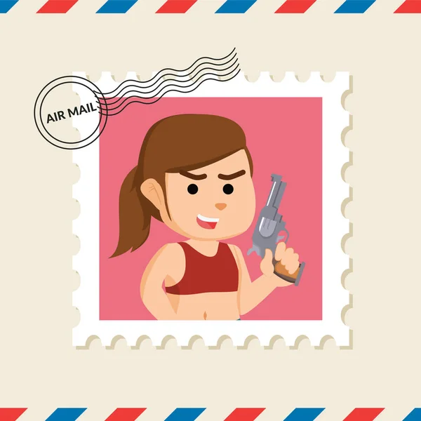 Γκάνγκστερ Κορίτσι Γραμματόσημο Στον Φάκελο Αλληλογραφίας Αέρα — Διανυσματικό Αρχείο