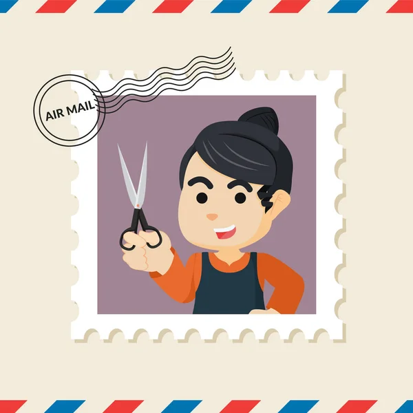 理容室空気メールの封筒の切手 — ストックベクタ