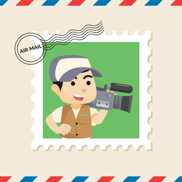 カメラマン空気メールの封筒の切手 — ストックベクタ