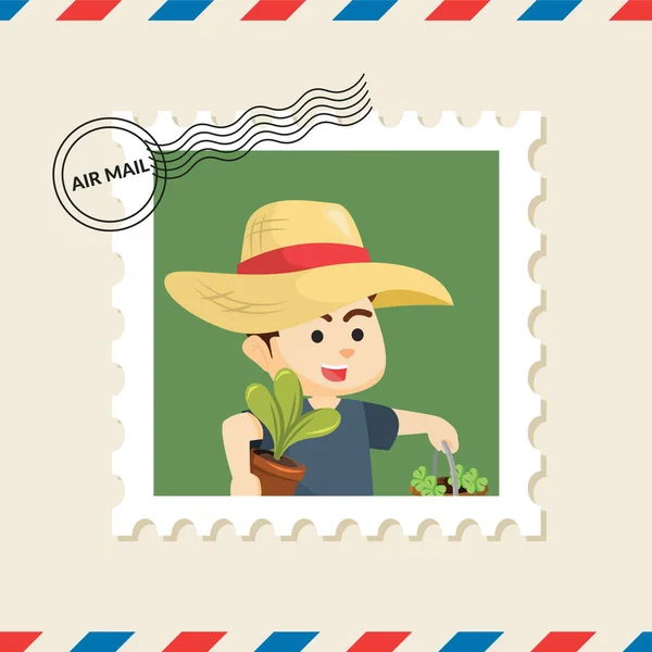 Tuinman Postzegel Lucht Mail Envelop — Stockvector