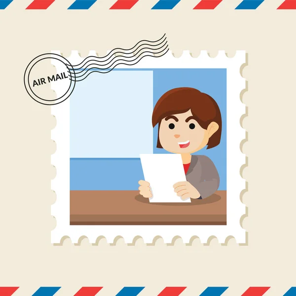 Ειδήσεις Άγκυρα Κορίτσι Γραμματόσημο Στον Φάκελο Αλληλογραφίας Αέρα — Διανυσματικό Αρχείο
