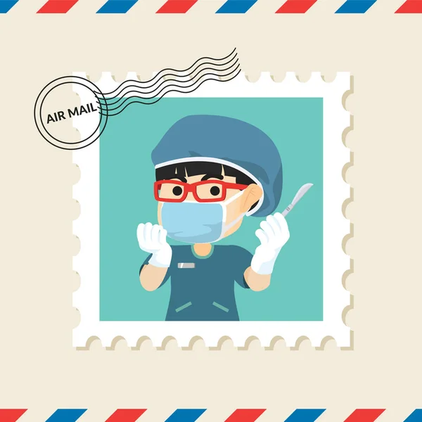 空気メールの封筒の外科医医師切手 — ストックベクタ