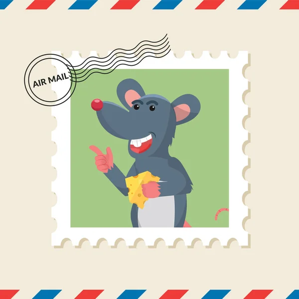 マウス空気メールの封筒の切手 — ストックベクタ