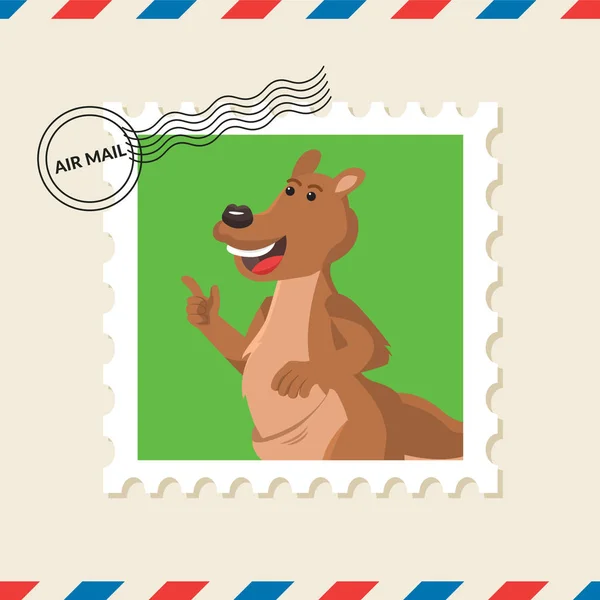 Carimbo Postal Canguru Envelope Correio Aéreo — Vetor de Stock